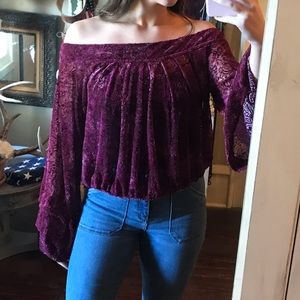 Free People OTS velvet lace top